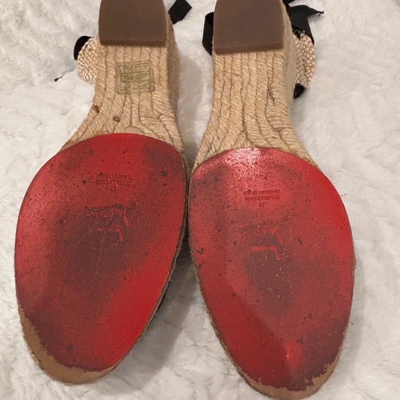 Christian Louboutin Black and Tan Espadrille Wedges - Picture 7 of 12
